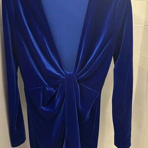 Elegant Blue Velvet Dress
